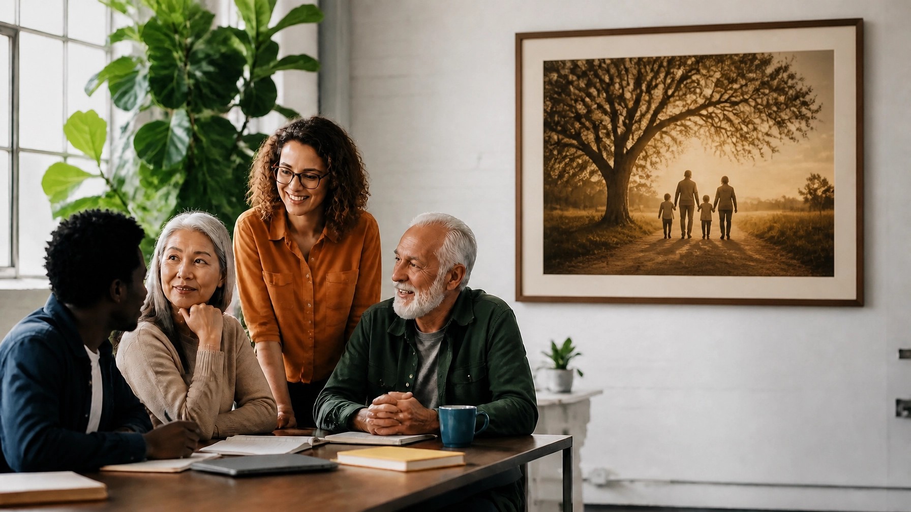 Diverse people across generations connecting through encouragement, learning, and support.